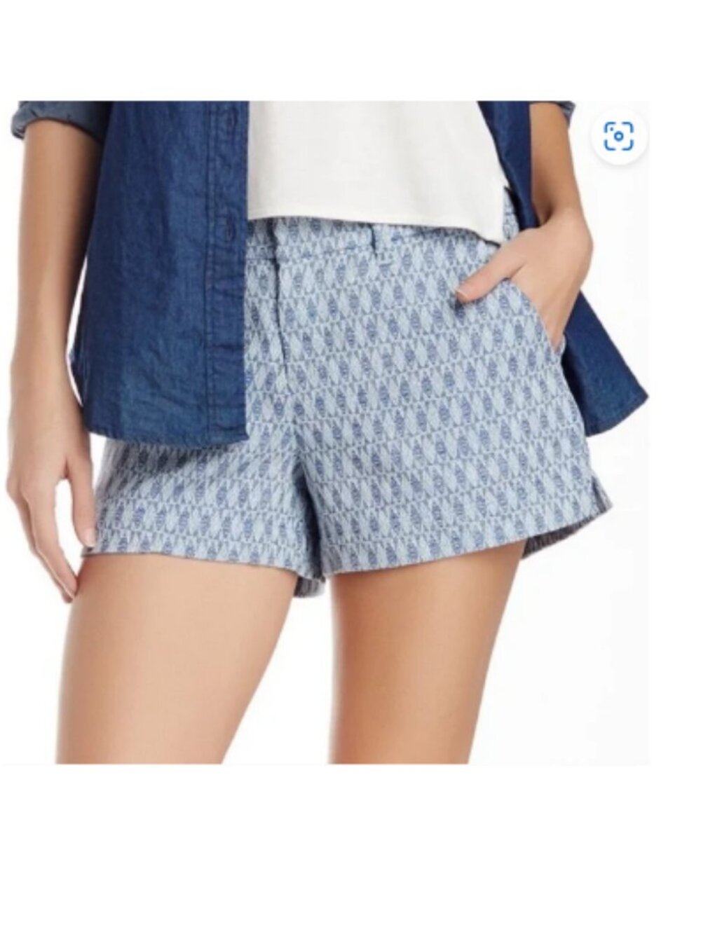 Joie NEW Size 12 x2.75" Cotton Linen Johnetta Short Blue White Print NWT